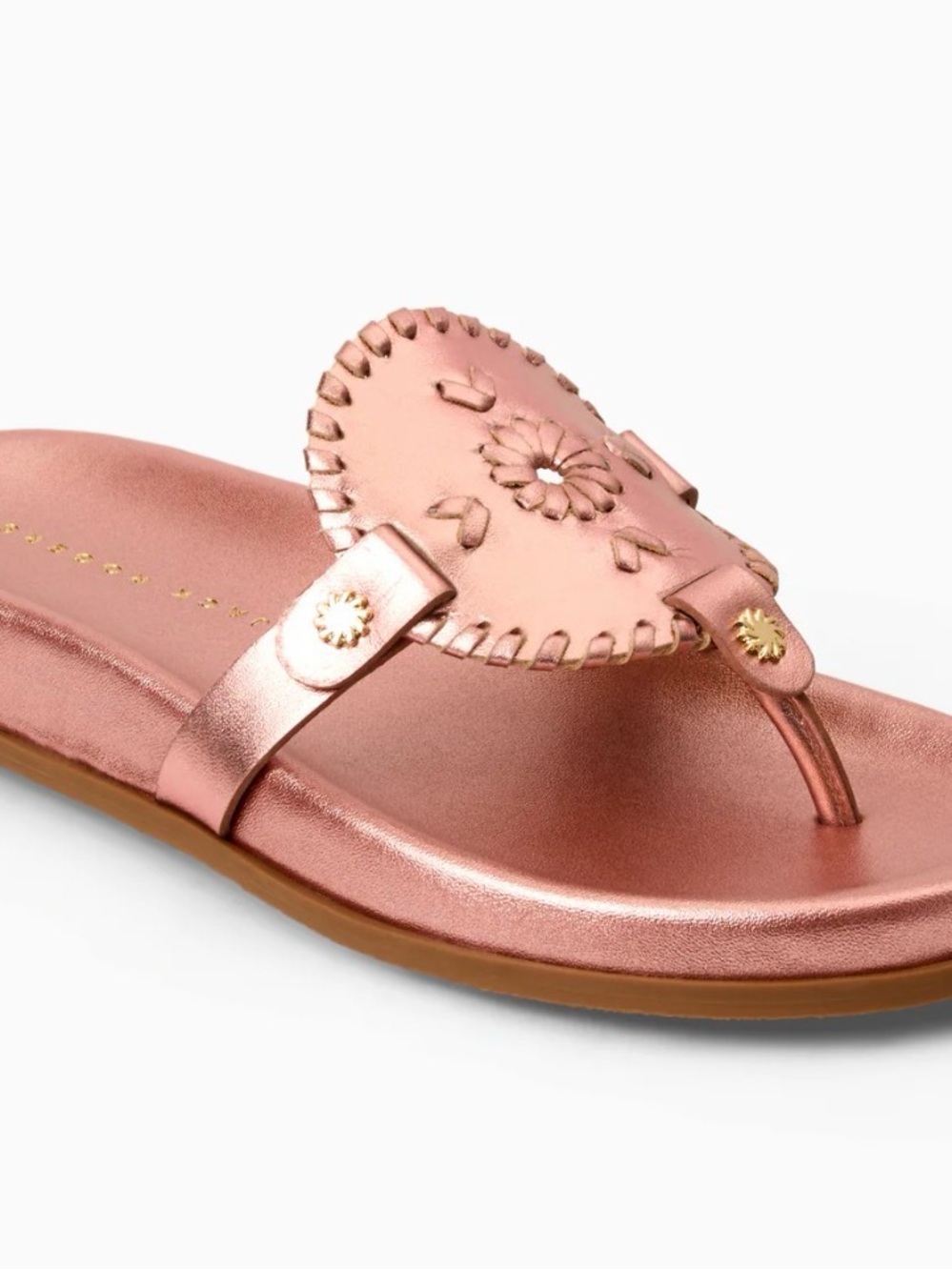 Jack Rogers, NWTs collins comfort nappa Metallic Rose Gold Leather Sandals sz 8